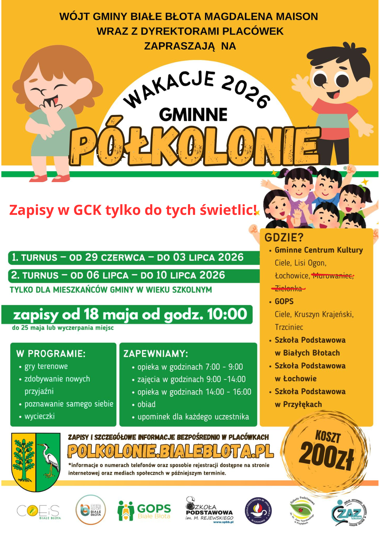 Nie ma miejsc na półkoloniach w Murowańcu i w Zielonce