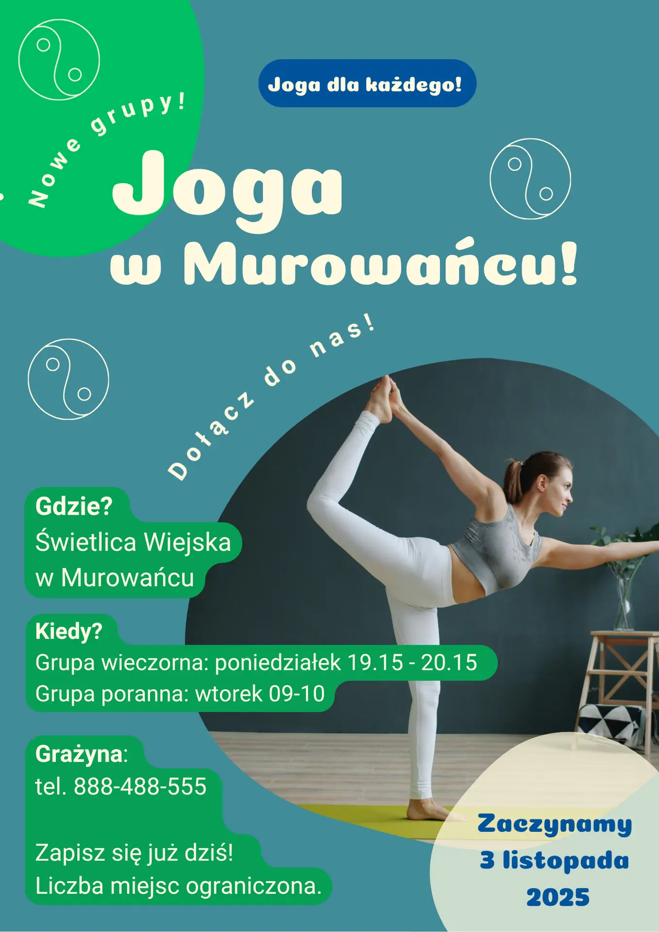 ZAPRASZAMY MIESZKAŃCÓW MUROWAŃCA NA JOGĘ!