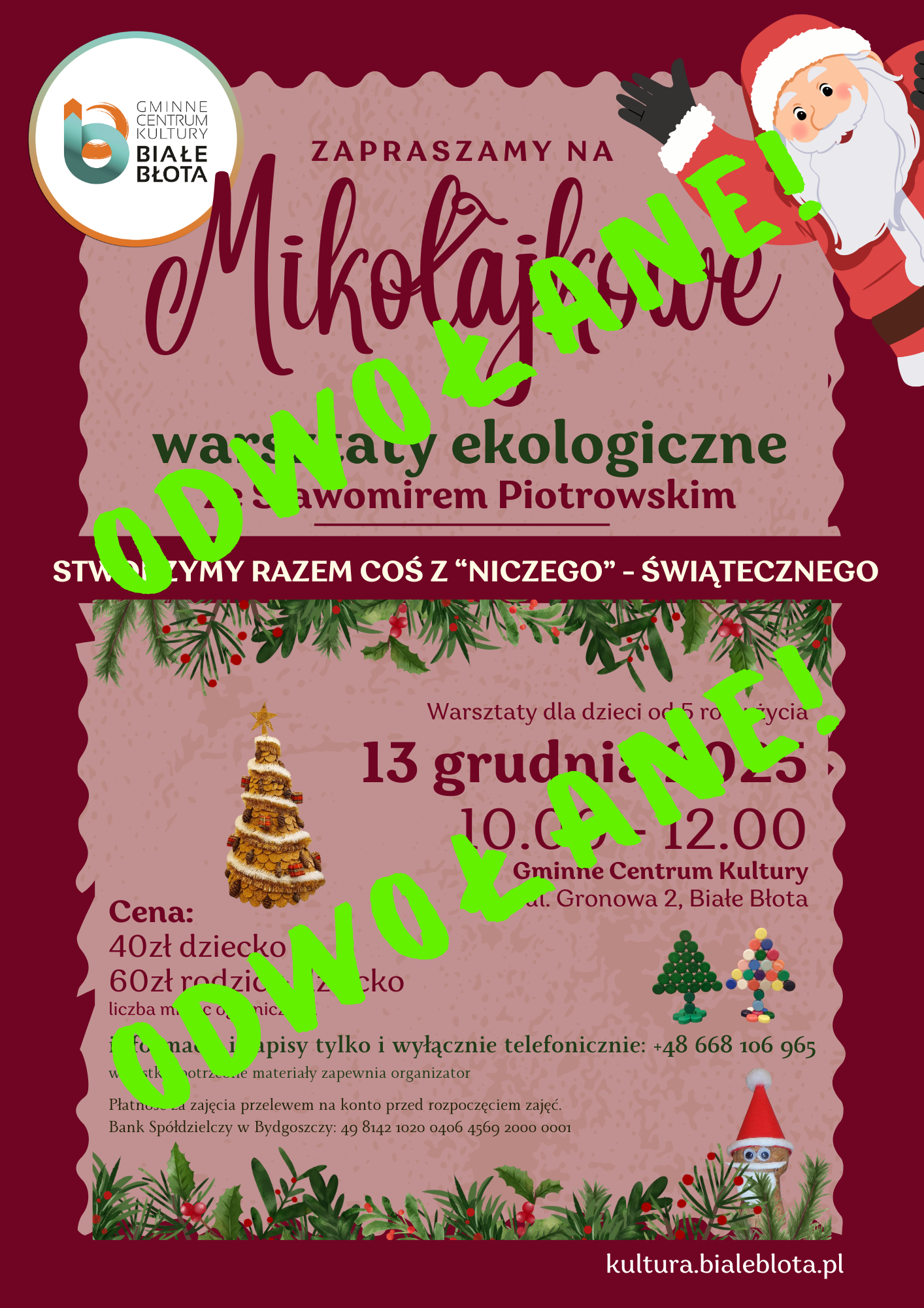 Mikołajkowe warsztaty ekologiczne są odwołane