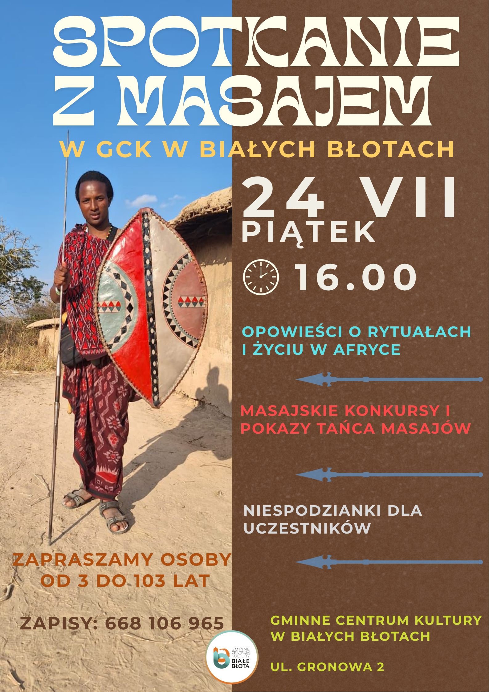 Spotkanie z Masajem w GCK w Białych Błotach